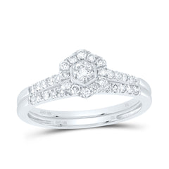 1/2CTW-DIA NK HEXAGON SINGLE HALO BRIDAL SET