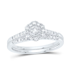 1/2CTW-DIA NK HEXAGON SINGLE HALO BRIDAL SET