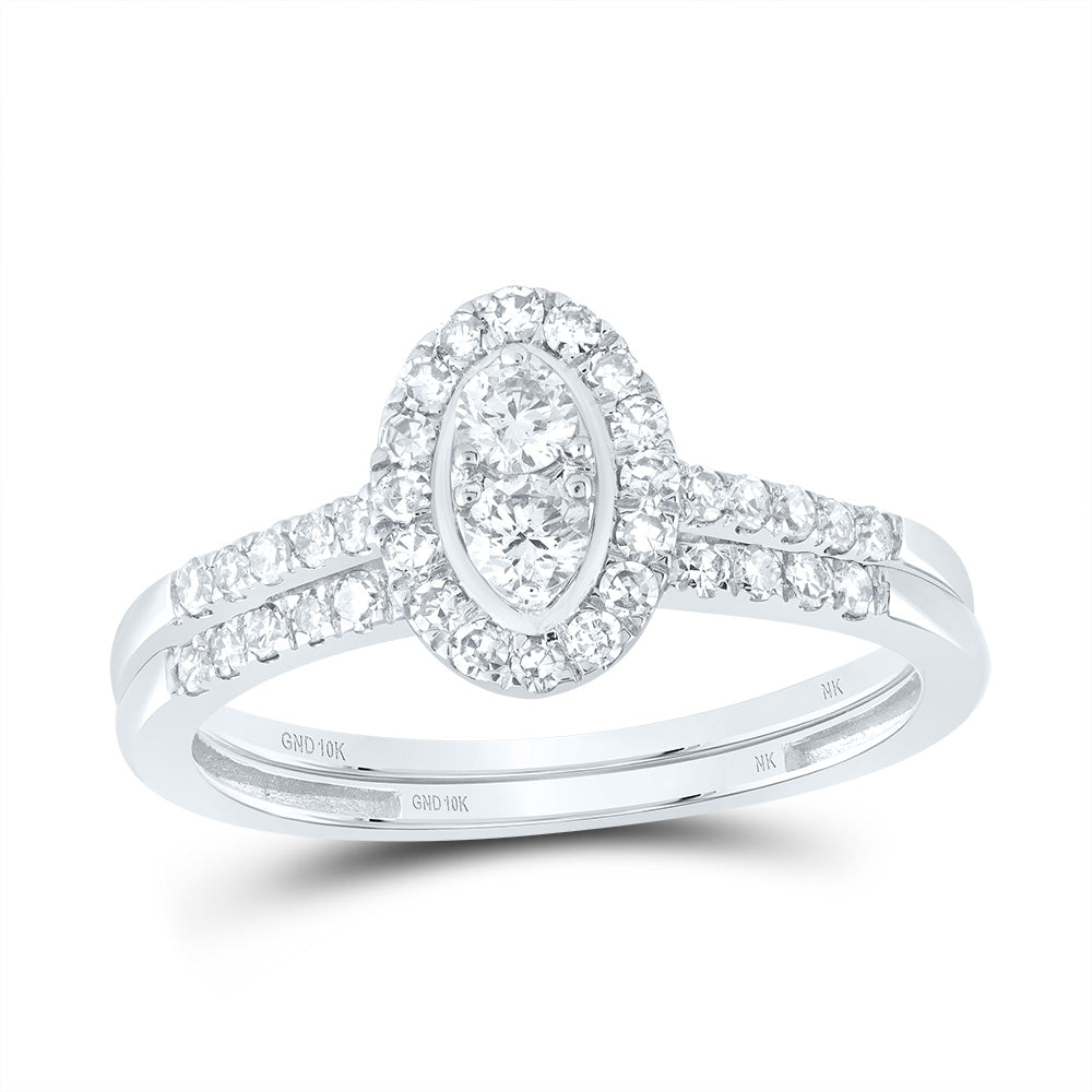1/2CTW-DIA NK OVAL SINGLE HALO BRIDAL SET