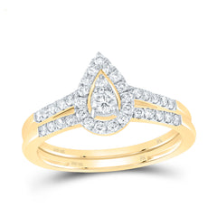 1/2CTW-DIA NK PEAR SINGLE HALO BRIDAL SET