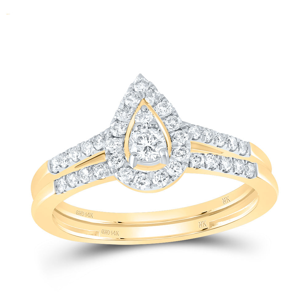 1/2CTW-DIA NK PEAR SINGLE HALO BRIDAL SET