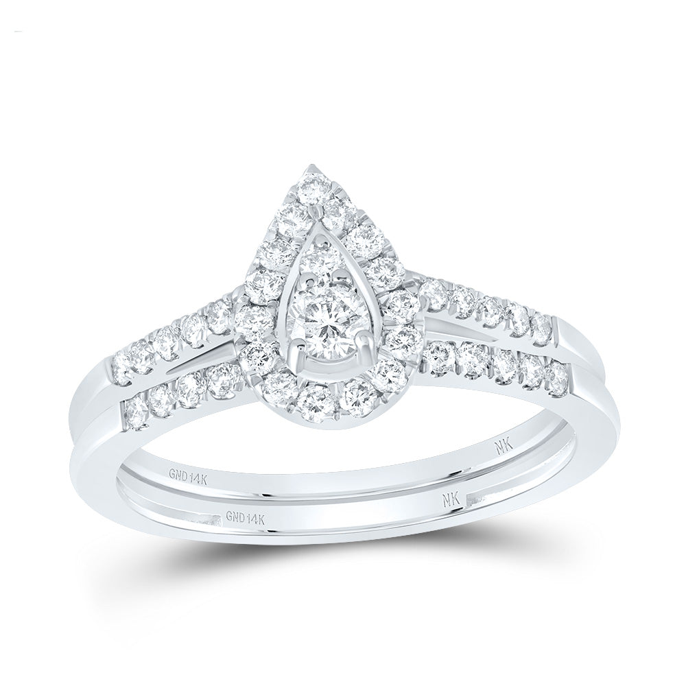 1/2CTW-DIA NK PEAR SINGLE HALO BRIDAL SET