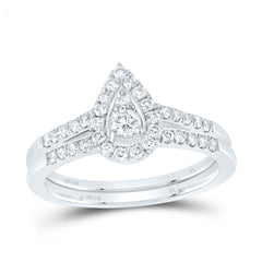 1/2CTW-DIA NK PEAR SINGLE HALO BRIDAL SET