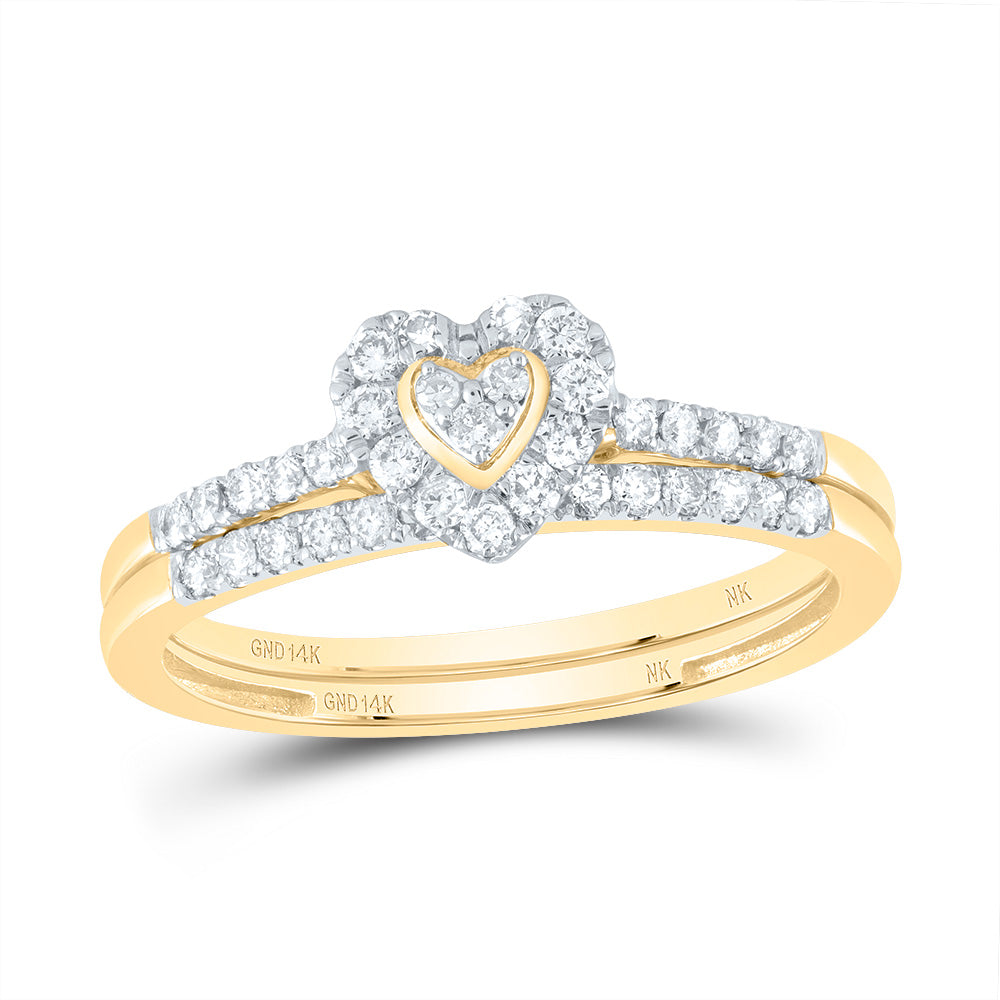 1/3CTW-DIA NK HEART SINGLE HALO BRIDAL SET