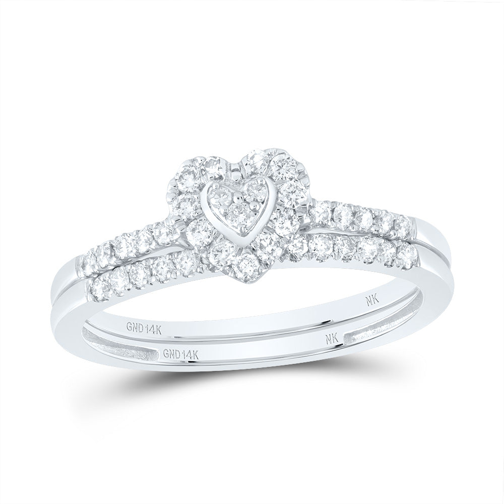 1/3CTW-DIA NK HEART SINGLE HALO BRIDAL SET