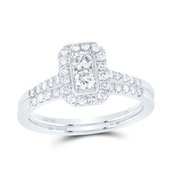 5/8CTW-DIA NK EMERALD SINGLE HALO BRIDAL SET