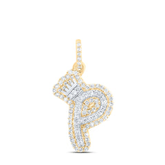 1/4CTW-DIA P1 GIFT INITIAL "P" CROWN PENDANT