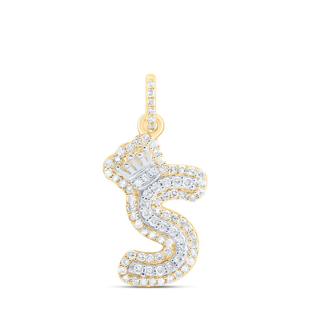 1/4CTW-DIA P1 GIFT INITIAL "S" CROWN PENDANT