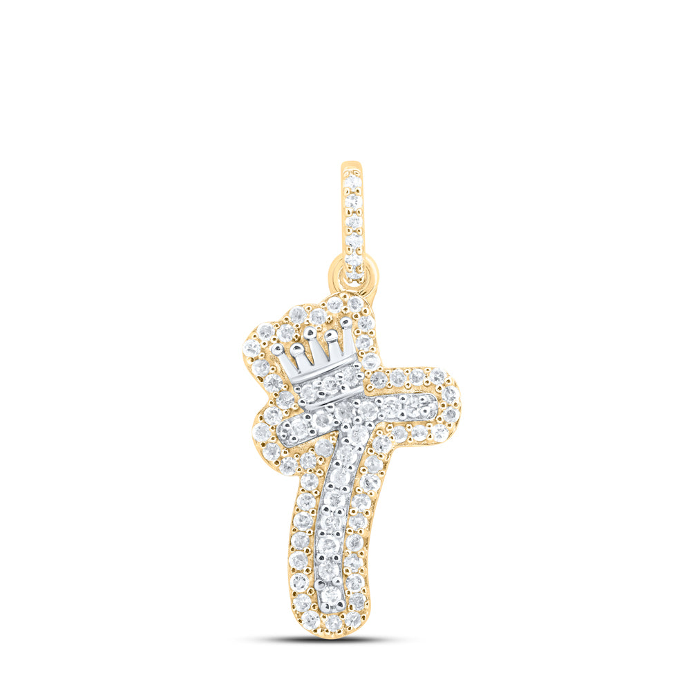 1/5CTW-DIA P1 GIFT INITIAL "T" CROWN PENDANT
