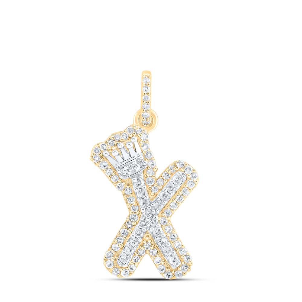 1/4CTW-DIA P1 GIFT INITIAL "X" CROWN PENDANT