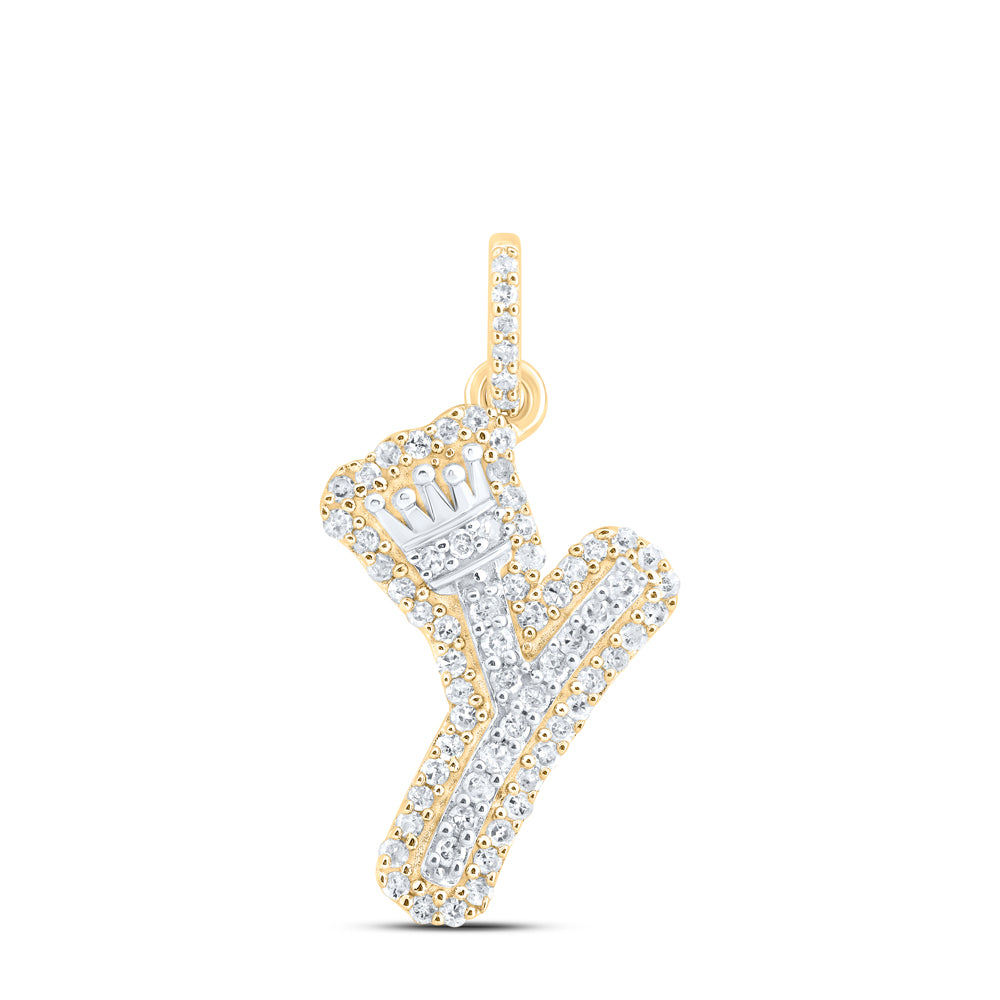 1/5CTW-DIA P1 GIFT INITIAL "Y" CROWN PENDANT