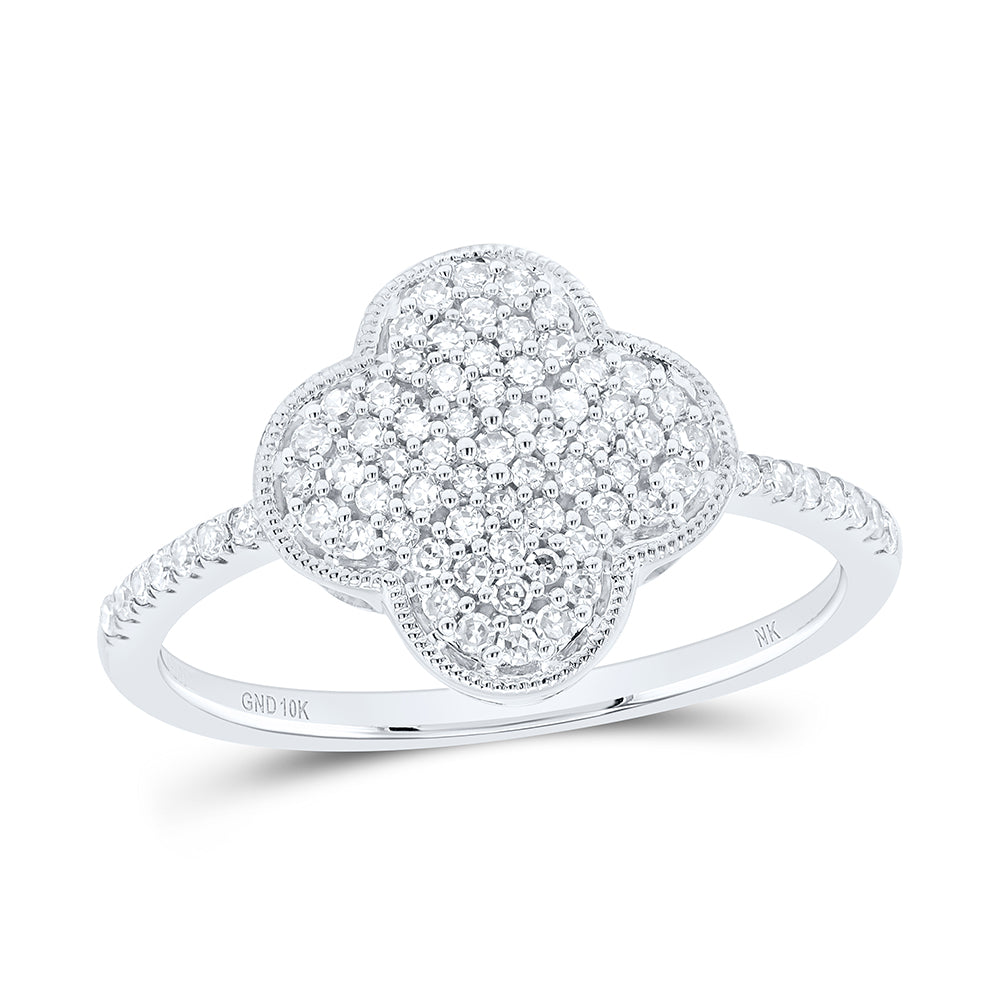 10k Gold 1/3 CTW-Natural Diamond Gift Clover Ladies Ring Gram