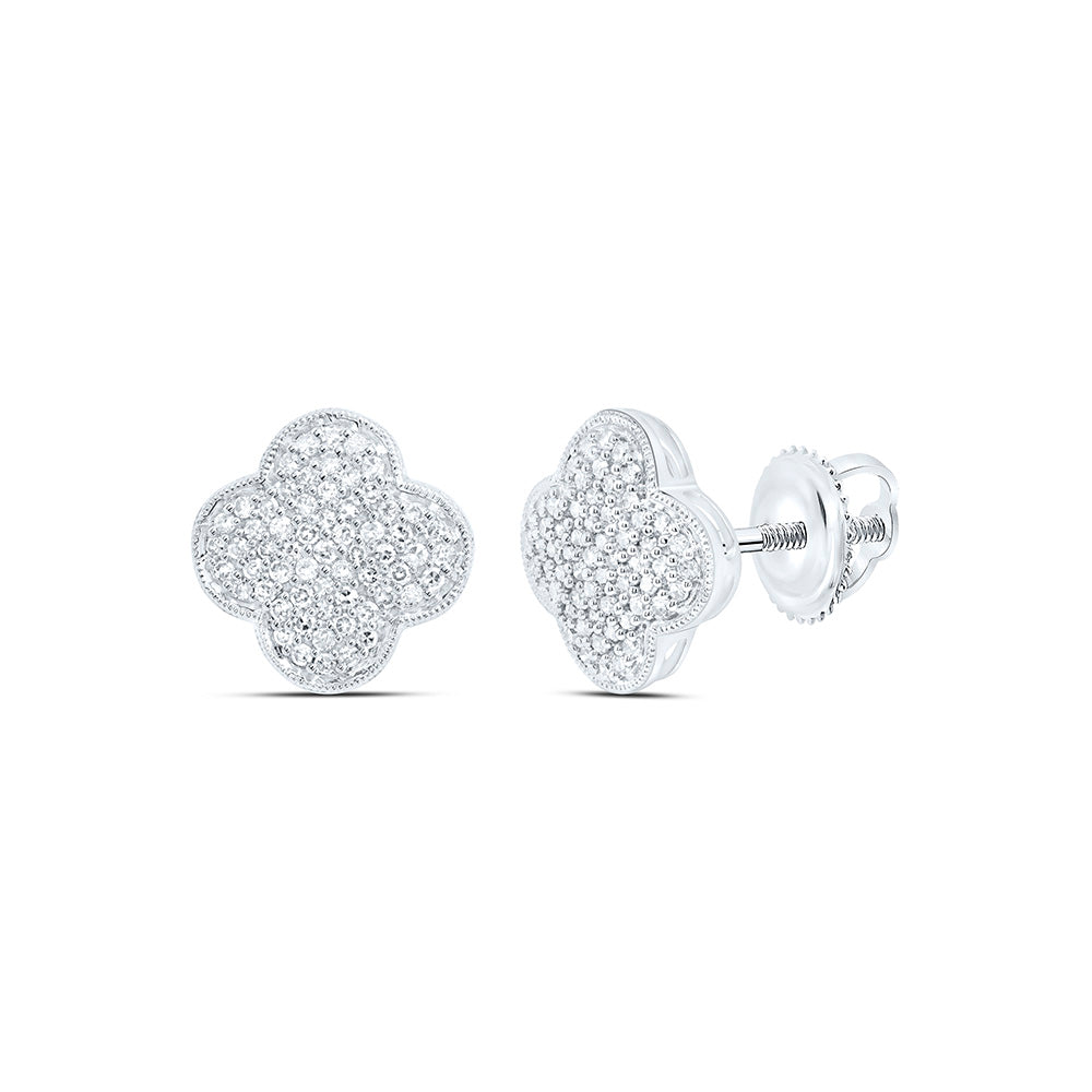 10K White Gold 1/2 CTW-Natural Diamond Gift Clover Earring 2.52 Gram