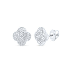 10K White Gold 1/2 CTW-Natural Diamond Gift Clover Earring 2.52 Gram