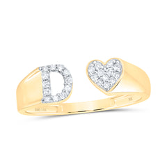 1/8CTW-DIA NK GIFT INITIAL "D" LADIES HEART RING