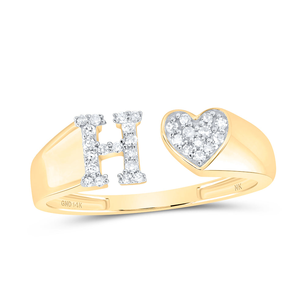 1/8CTW-DIA NK GIFT INITIAL "H" LADIES HEART RING
