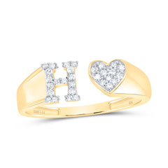 1/8CTW-DIA NK GIFT INITIAL "H" LADIES HEART RING