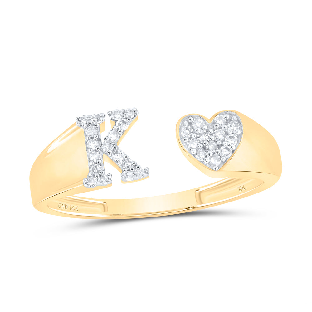1/8CTW-DIA NK GIFT INITIAL "K" LADIES HEART RING