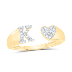 1/8CTW-DIA NK GIFT INITIAL "K" LADIES HEART RING