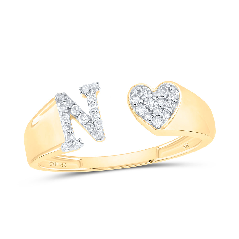1/8CTW-DIA NK GIFT INITIAL "N" LADIES HEART RING