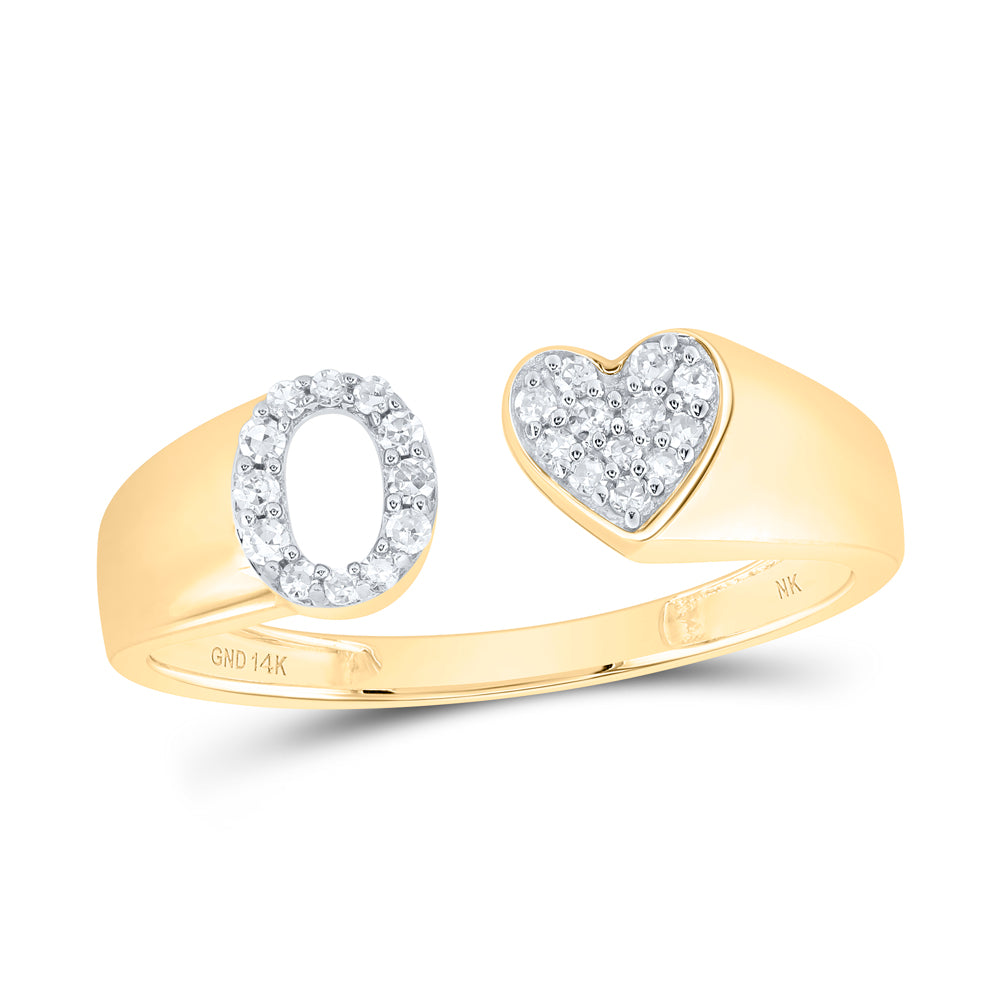 1/8CTW-DIA NK GIFT INITIAL "O" LADIES HEART RING