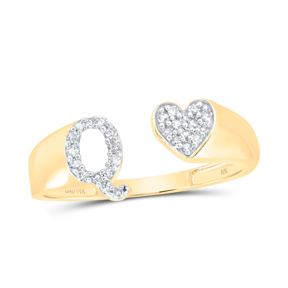 1/8CTW-DIA NK GIFT INITIAL "Q" LADIES HEART RING