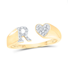 1/8CTW-DIA NK GIFT INITIAL "R" LADIES HEART RING