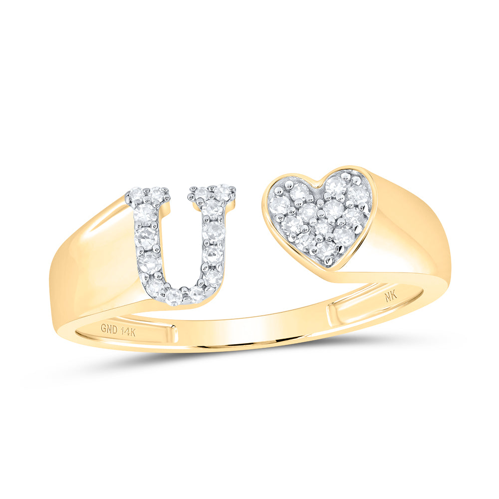 1/8CTW-DIA NK GIFT INITIAL "U" LADIES HEART RING