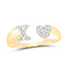 1/8CTW-DIA GIFT NK INITIAL "X" LADIES HEART RING