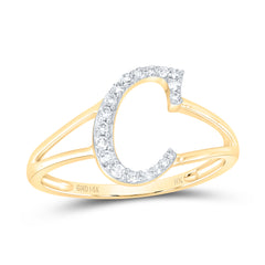 1/8CTW-DIA NK GIFT INITIAL "C" LADIES RING