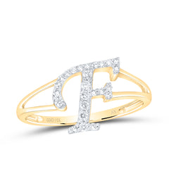 1/6CTW-DIA NK GIFT INITIAL "F" LADIES RING