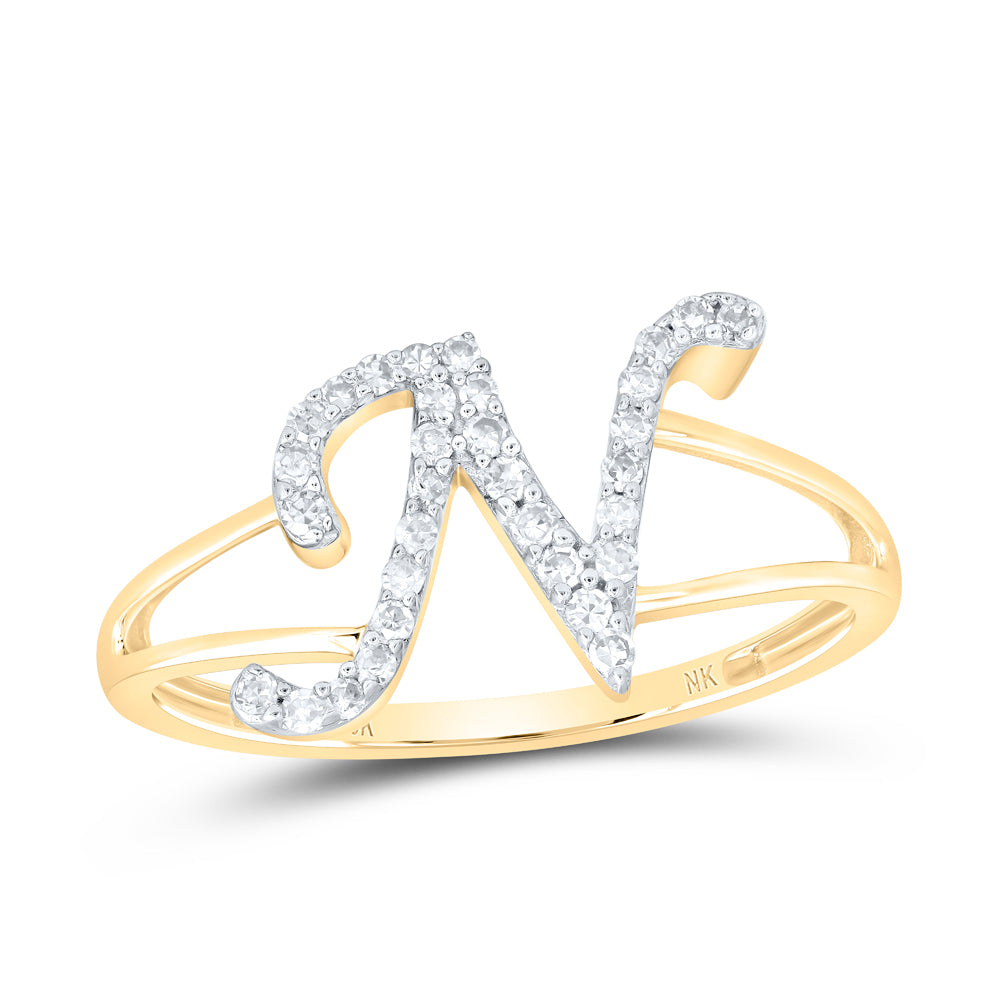 1/6CTW-DIA NK GIFT INITIAL "N" LADIES RING