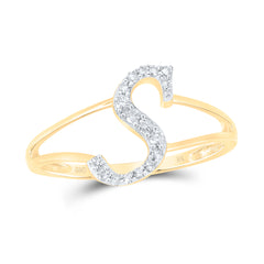 1/8CTW-DIA NK GIFT INITIAL "S" LADIES RING