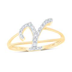 1/6CTW-DIA NK GIFT INITIAL "Y" LADIES RING