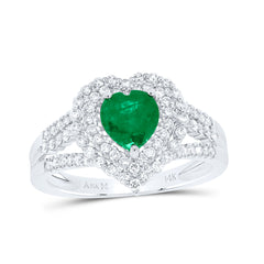 1/2CTW-DIA ANA M 6X6MM HEART-EM NAT GEM RING