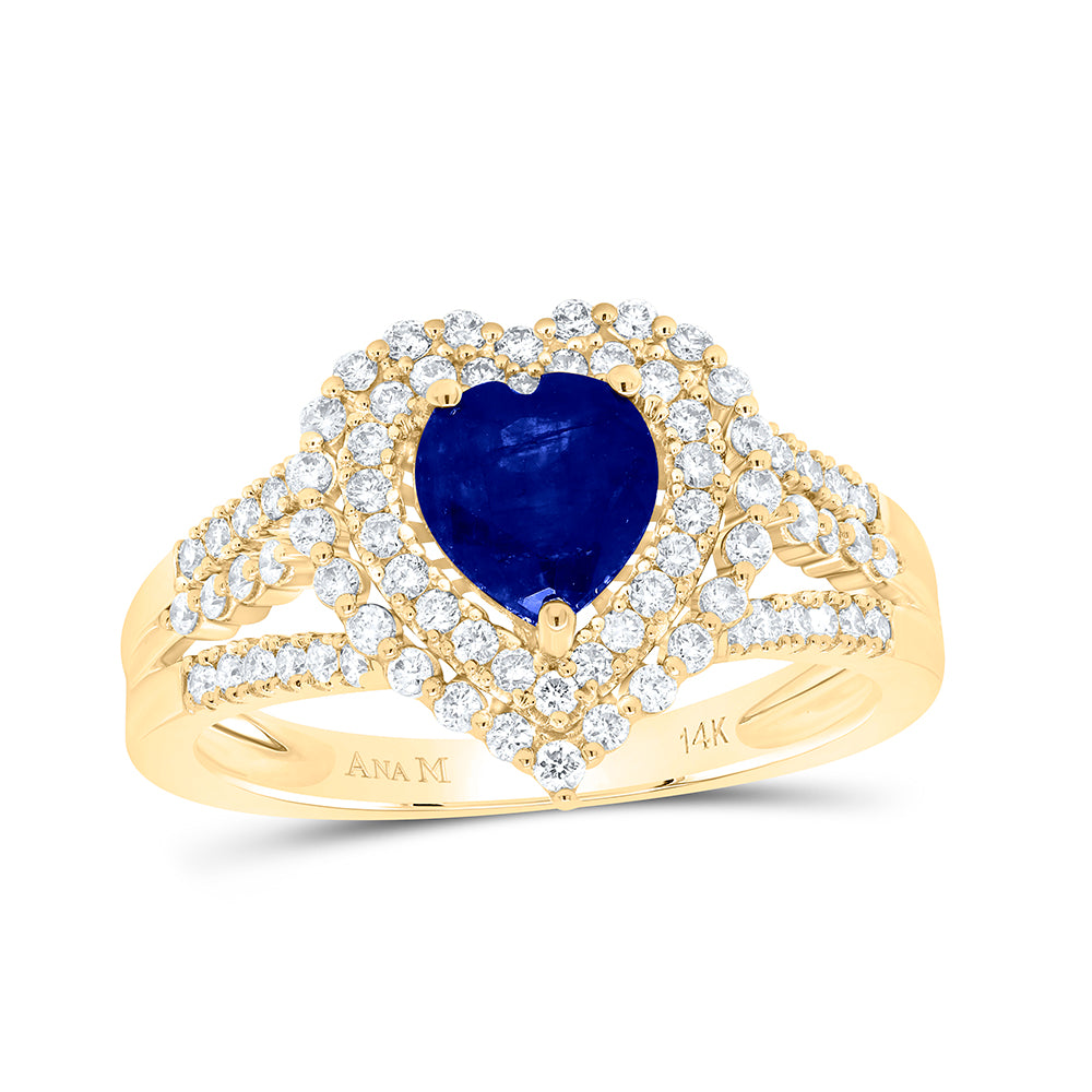 1/2CTW-DIA ANA M 6X6MM HEART-BS NAT GEM RING