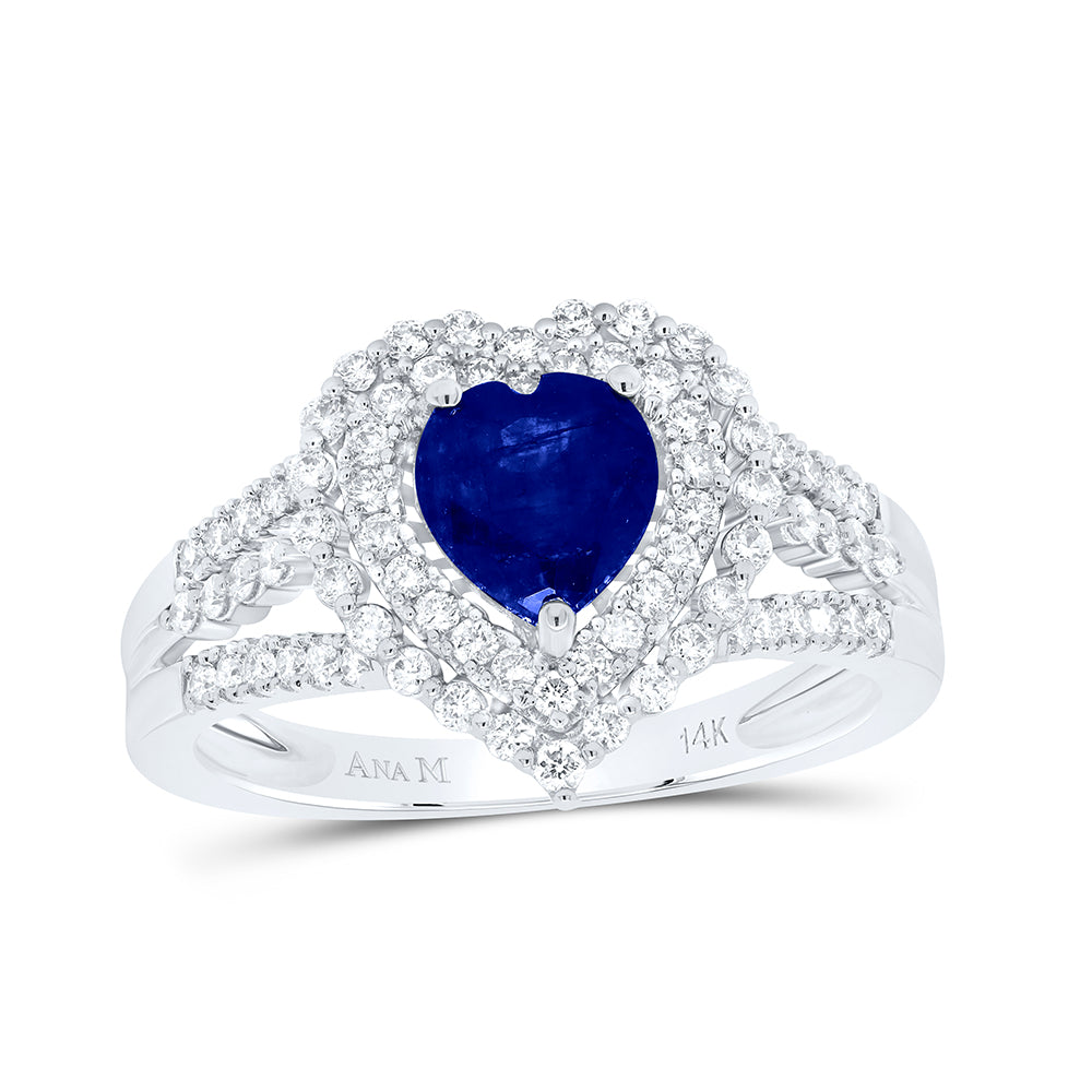 1/2CTW-DIA ANA M 6X6MM HEART-BS NAT GEM RING