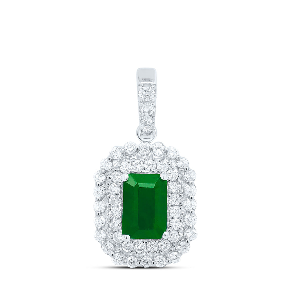 14k Gold 1/3 CTW-Natural Diamond 6X4MM Em-Em Natural Gemstone Pendant Gram