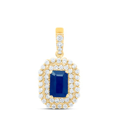 14K Yellow Gold 1/3 CTW-Natural Diamond 6X4MM Em-Bs Natural Gemstone Pendant 1.51 Gram
