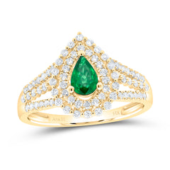 1/2CTW-DIA ANA M 6X4MM PEAR-EM NAT GEM RING
