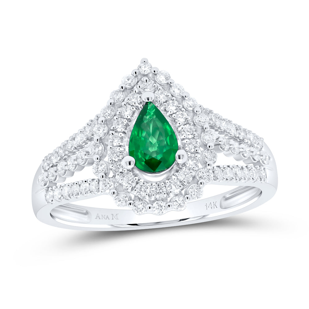 1/2CTW-DIA ANA M 6X4MM PEAR-EM NAT GEM RING