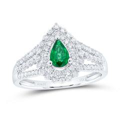1/2CTW-DIA ANA M 6X4MM PEAR-EM NAT GEM RING