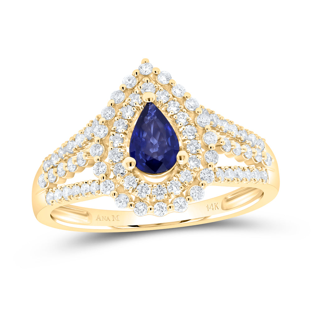 1/2CTW-DIA ANA M 6X4MM PEAR-BS NAT GEM RING