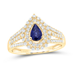 1/2CTW-DIA ANA M 6X4MM PEAR-BS NAT GEM RING