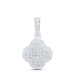10K White Gold 1/2 CTW-Natural Diamond Gift Clover Pendant 1.64 Gram