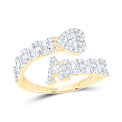 1/2CTW-DIA NK FASHION INITIAL "A" LADIES HEART CUFF RING