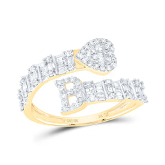 1/2CTW-DIA NK FASHION INITIAL "B" LADIES HEART CUFF RING