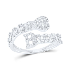 10K White Gold 1/2 CTW-Natural Diamond Fashion Initial "B" Ladies Heart Cuff Ring 2.13 Gram