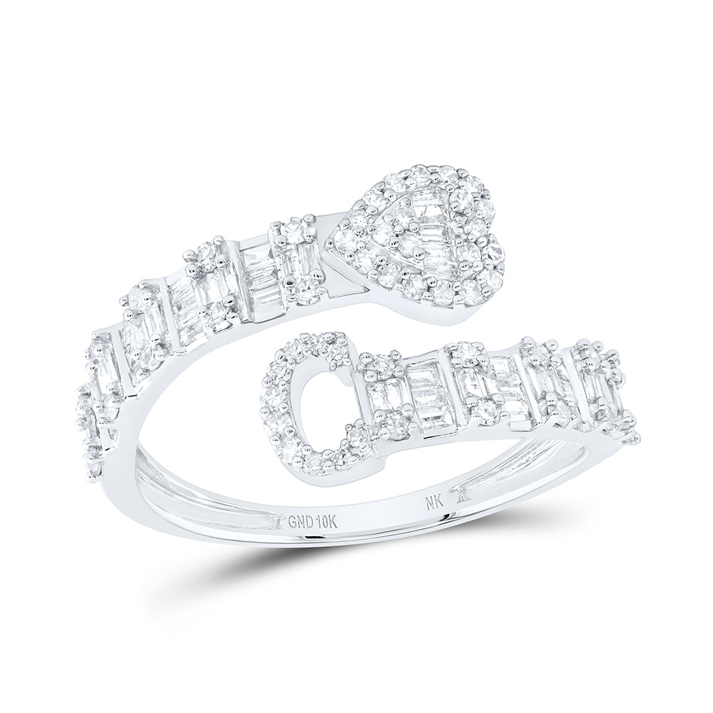 1/2CTW-DIA NK FASHION INITIAL "C" LADIES HEART CUFF RING