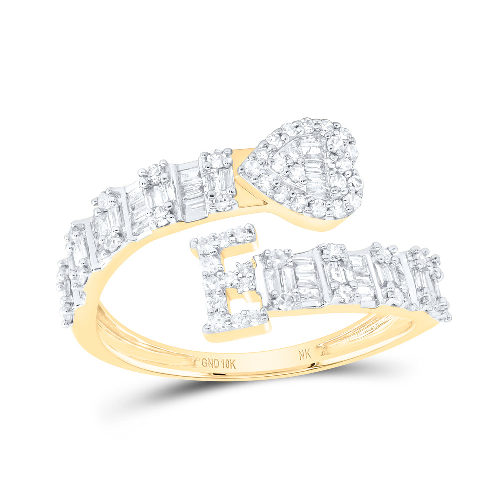 1/2CTW-DIA NK FASHION INITIAL "E" LADIES HEART CUFF RING